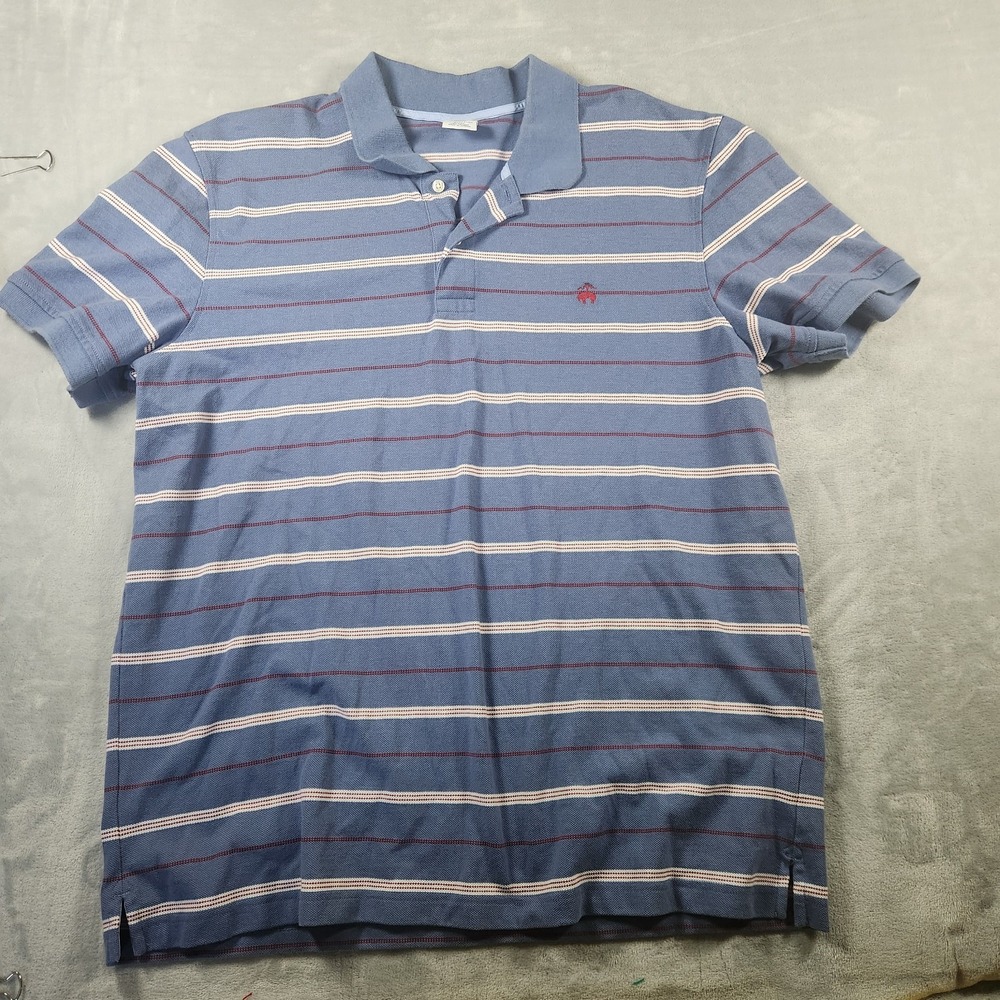 Brooks‎ Brothers 1818 Short Sleeve Stripe Blue Red White Polo XXL Slim Fit